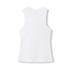 A plain white women's combed cotton tank top with a sleeveless design, featuring a logo on the back.