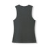 A women's combed cotton tank in dark grey, featuring a simple design and no sleeves. It has a logo on the back.