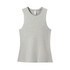 A women's combed cotton tank top in light grey, featuring a simple, sleeveless design and a logo tag.