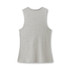 A grey women's combed cotton tank top with a sleeveless design and a plain back, featuring a logo.