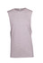 A grey unisex combed cotton tank top with a sleeveless design, featuring a logo.