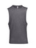 A grey combed cotton tank top with a sleeveless design and a label inside. It features a logo.