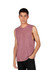A men's stone wash tank in a muted burgundy colour, featuring a sleeveless design and a casual fit. Includes a logo.
