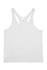 A white men’s T-back singlet featuring a simple design and a branded label.