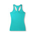 A teal athletic singlet with a T-back design, featuring a smooth fabric and a simple logo.
