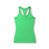 A green women's athletic T-back singlet featuring a fitted design and a logo.