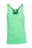 A green athletic T-back singlet featuring a simple design and a regular fit. It has a logo on the label.
