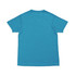 A blue unisex T-shirt made of 100% polyester, featuring a simple back design with a logo.