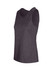 A dark grey women's singlet made of 100% polyester, featuring a simple design and a logo.
