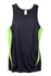 A black singlet with green accents, made of cool dry fabric, featuring a logo on the front.