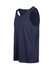 A navy blue men's singlet made from 100% polyester, featuring a logo and a modern design.