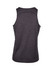 A grey men's singlet made of 100% polyester, featuring a rounded back design and a logo.