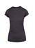 A women's athletic T-shirt in a dark grey colour, featuring a fitted design and short sleeves. It has a logo.