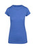 A blue women's athletic t-shirt with short sleeves and a round neckline. It features a branding logo.