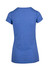 A blue athletic t-shirt featuring short sleeves and a fitted design, with a logo on the back.