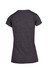 A women's athletic t-shirt in dark grey, featuring a fitted design and short sleeves. It has a logo on the back.