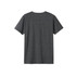 A grey heather t-shirt with short sleeves and a relaxed fit, featuring a logo on the back.