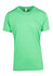A green heather T-shirt with short sleeves and a crew neckline, featuring a logo.