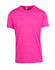 A pink heather T-shirt with a crew neckline and short sleeves, featuring a logo on the chest.