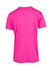 A bright pink heather t-shirt with a simple design, featuring a rear view and short sleeves.