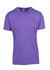 A purple heather T-shirt featuring a classic crew neck and short sleeves, with a logo on the label.