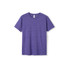A purple heather T-shirt featuring a classic crew neck and short sleeves, with a logo on the label.
