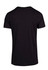 A black unisex T-shirt with a simple design and no visible logos or branding, viewed from the back.