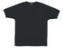 A black men's spandex T-shirt with a round neckline and short raglan sleeves. It features a logo on the label.