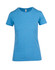 A light blue women's t-shirt with a classic crew neck and short sleeves. The shirt features a branding logo.