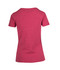 A maroon women's t-shirt featuring a classic crew neck and short sleeves, with a logo on the back.