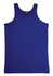 A blue men's cotton singlet featuring a logo on the tag, with a classic sleeveless design.