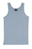 A light blue men's cotton rib singlet featuring a logo on the label.