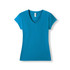 A women's V-neck T-shirt in bright turquoise, featuring short sleeves and a fitted design. It has a brand label at the neck.