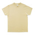 A beige Earth Care T-shirt with short sleeves and a crew neckline, featuring a logo.
