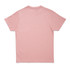 A pink unisex Earth Care T-shirt with short sleeves and a plain back, featuring a logo.