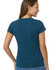 A women's short-sleeve t-shirt in teal with a fitted design, featuring a logo on the back.