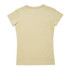 A light beige women's T-shirt with short sleeves, featuring a plain design on the back. It has a logo.