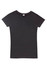 A black women's organic cotton T-shirt with short sleeves and a crew neckline, featuring a plain design.