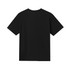 A black unisex V-neck T-shirt displaying a plain back design and casual fit. It features a logo.