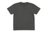 A dark grey unisex V-neck T-shirt with short sleeves and a logo on the neckline.