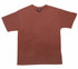 A rust-coloured unisex V-neck T-shirt with short sleeves. It features a label but no visible branding.