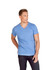 A blue men's marl V-neck T-shirt displayed on a model against a plain background. The shirt features a logo.