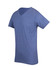 A men's marl V-neck T-shirt in a blue shade, featuring short sleeves and a subtle texture.