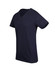 A navy men's marl V-neck T-shirt displayed at an angle, featuring short sleeves and a simple design.