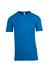 A blue raw cotton T-shirt featuring short sleeves and a crew neck. It has a discreet logo.