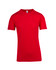 A red unisex raw cotton t-shirt featuring a classic crew neckline and short sleeves. It has a logo on the label.