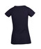 A women's raw cotton wave T-shirt in navy, featuring a fitted design and short sleeves. It has a logo on the back.