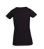 A black women's raw cotton wave T-shirt with a fitted design and short sleeves. The back view displays a simple silhouette.