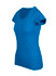 A fitted women's t-shirt in a vivid blue colour with short sleeves. It features a scoop neckline and has a logo.