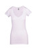 A women's white raw cotton wave V-neck T-shirt with short sleeves and a fitted silhouette.